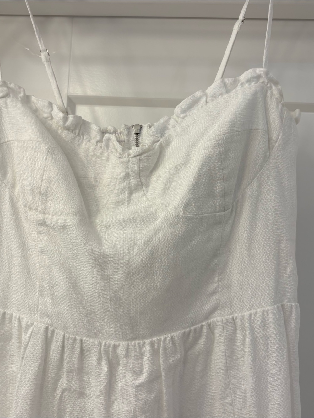 Reformation Prune Frill Trimmed Linen Midi Dress with High Side Slit - Picture 7 of 9